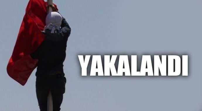 Diyarbakır'da bayrak indiren kişi yakalandı Diyarbakır'da bayrak indiren kişi yakalandı