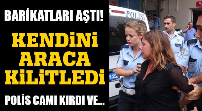 Barikatı aştı, kendini araca kitledi ama...! Barikatı aştı, kendini araca kitledi ama...!