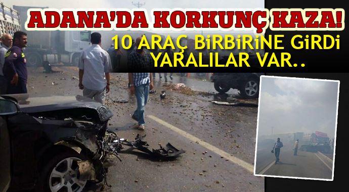 Adana'da ot yangını zincirleme kazaya sebep oldu, tam 10 araç!.. Adana'da ot yangını zincirleme kazaya sebep oldu, tam 10 araç!..