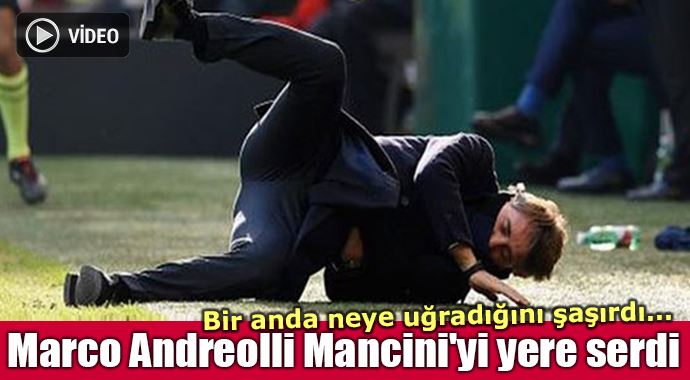 Marco Andreolli Mancini'yi yere serdi