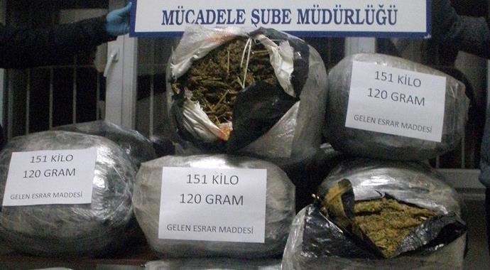 Kayseri&#039;de 151 kilogram esrar ele geçirildi