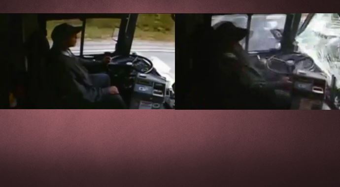 Şoförü uykuya dalan otobüs dehşet saçtı Şoförü uykuya dalan otobüs dehşet saçtı