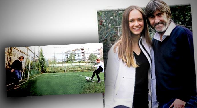 Rıdvan Dilmen şiddete karşı kızıyla top oynadı Rıdvan Dilmen şiddete karşı kızıyla top oynadı
