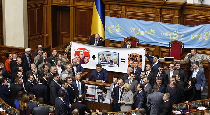 Ukrayna parlamentosunda eylem