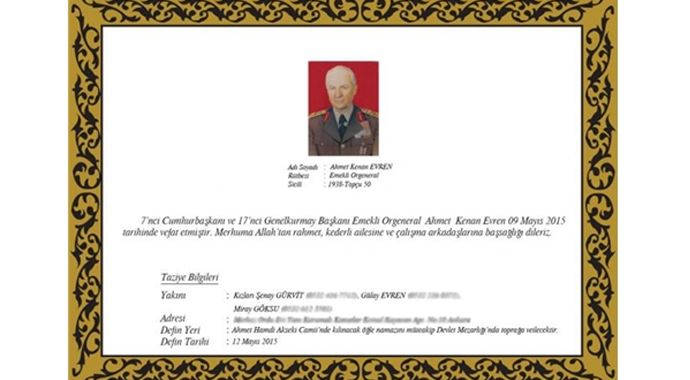 Genelkurmay&#039;dan açık adresli taziye