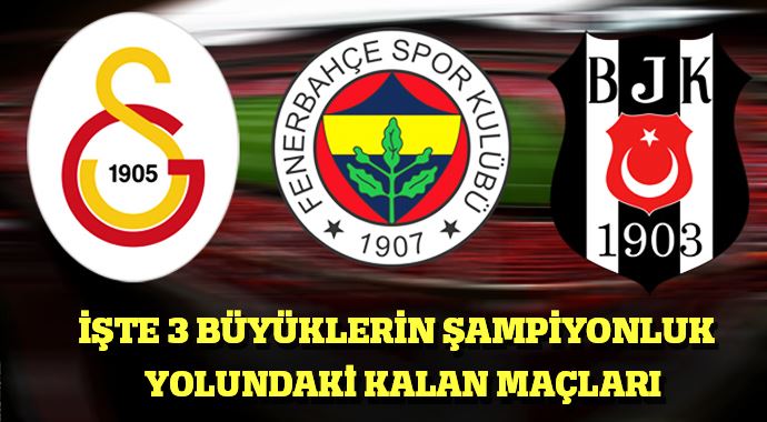 İşte 3 büyüklerin şampiyonluk yolundaki son maçları! İşte 3 büyüklerin şampiyonluk yolundaki son maçları!