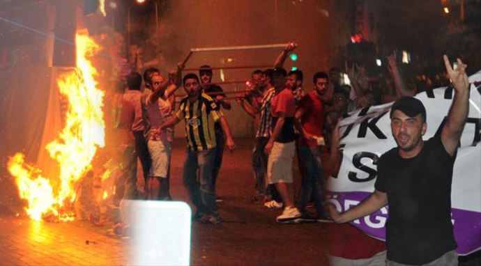 Alanya&#039;da HDP tabelası söküldü, Türk bayrağı asıldı