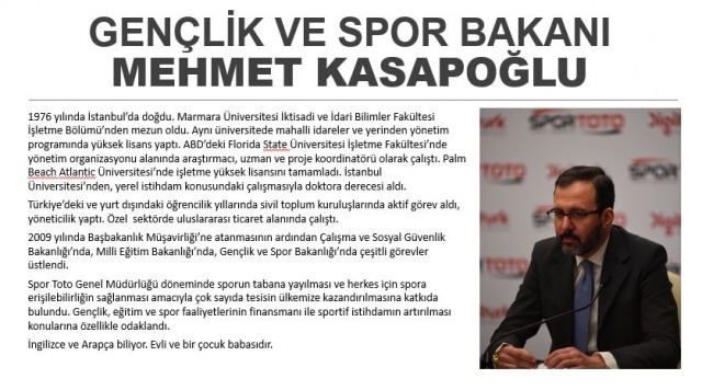 Kasapoğlu, 1976 yılında İstanbul'da doğdu. Marmara Üniversitesi İktisadi ve İdari Bilimler Fakültesi İşletme Bölümü'nden mezun olan Kasapoğlu, aynı üniversitede mahalli idareler ve yerinden yönetim programında yüksek lisans yaptı.
ABD'deki Florida State Üniversitesi İşletme Fakültesi'nde yönetim organizasyonu alanında araştırmacı, uzman ve proje koordinatörü olarak çalışan Kasapoğlu, Palm Beach Atlantic Üniversitesi'nde işletme yüksek lisansını tamamladı.
Kasapoğlu, İstanbul Üniversitesi'nden yerel istihdam konusundaki çalışmasıyla doktora derecesi aldı.
Türkiye ve yurt dışındaki öğrencilik yıllarında sivil toplum kuruluşlarında aktif görev alan ve yöneticilik yapan Kasapoğlu, özel sektörde uluslararası ticaret alanında çalıştı.
Kasapoğlu, 2009 yılında Başbakanlık Müşavirliği'ne atanmasının ardından Çalışma ve Sosyal Güvenlik Bakanlığı, Milli Eğitim Bakanlığı ile Gençlik ve Spor Bakanlığı'nda çeşitli görevler üstlendi.
Spor Toto Teşkilat Başkanlığı döneminde sporun tabana yayılması amacıyla çok sayıda tesisin kazandırılmasına katkıda bulunan Kasapoğlu, gençlik, eğitim ve spor faaliyetlerinin finansmanı ile sportif istihdamın artırılması konularına özellikle odaklanandı.
Evli ve bir çocuk babası olan Mehmet Muharrem Kasapoğlu, İngilizce ve Arapça biliyor.