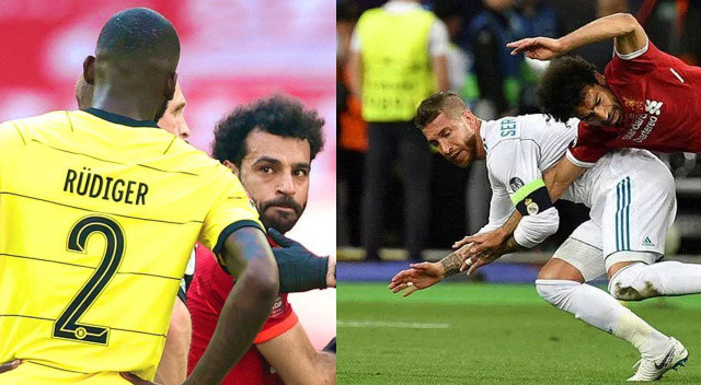 2017 finalinde Real Madrid kaptanı Sergio Ramos, Liverpool'un en büyük kozu olan Salah'ı sakatlamıştı.
Seneye Real Madrid forması giyecek olan Alman stoper Antonio Rüdiger de Chelsea-Liverpool maçında Salah'ı sakatlamaya çalışmıştı.