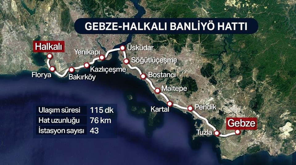 Halkalı-Gebze banliyö hattı açıldı (Halkalı Gebze hattı durakları, tren güzergahı)