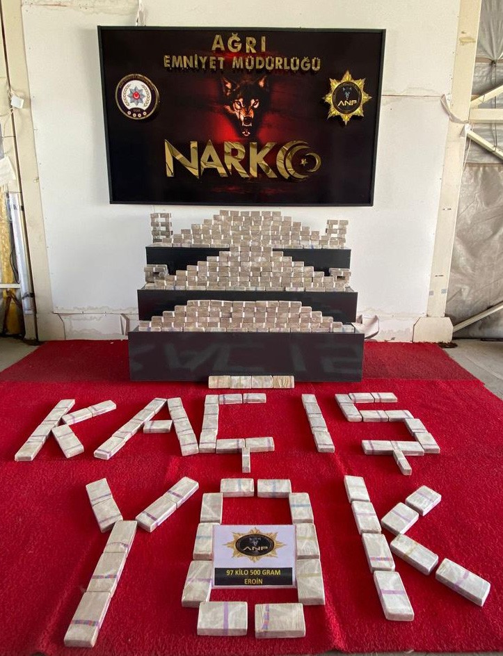Ağrı’da 97 kilodan fazla eroin ele geçirildi