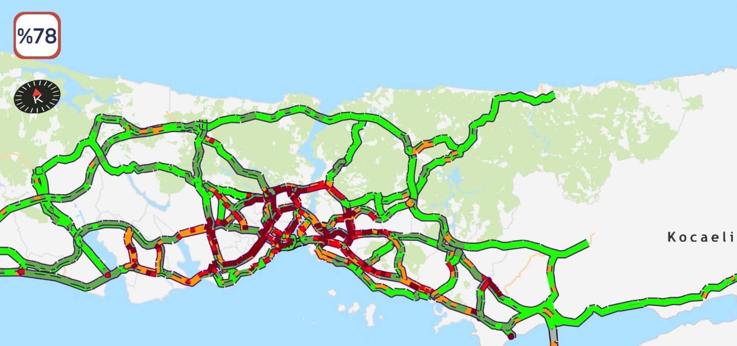 İstanbul'da lodos trafiği de etkiledi, yoğunluk yüzde 78