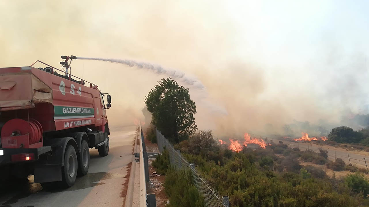 Son dakika: Çeşme'de çıkan yangın kontrol altına alındı