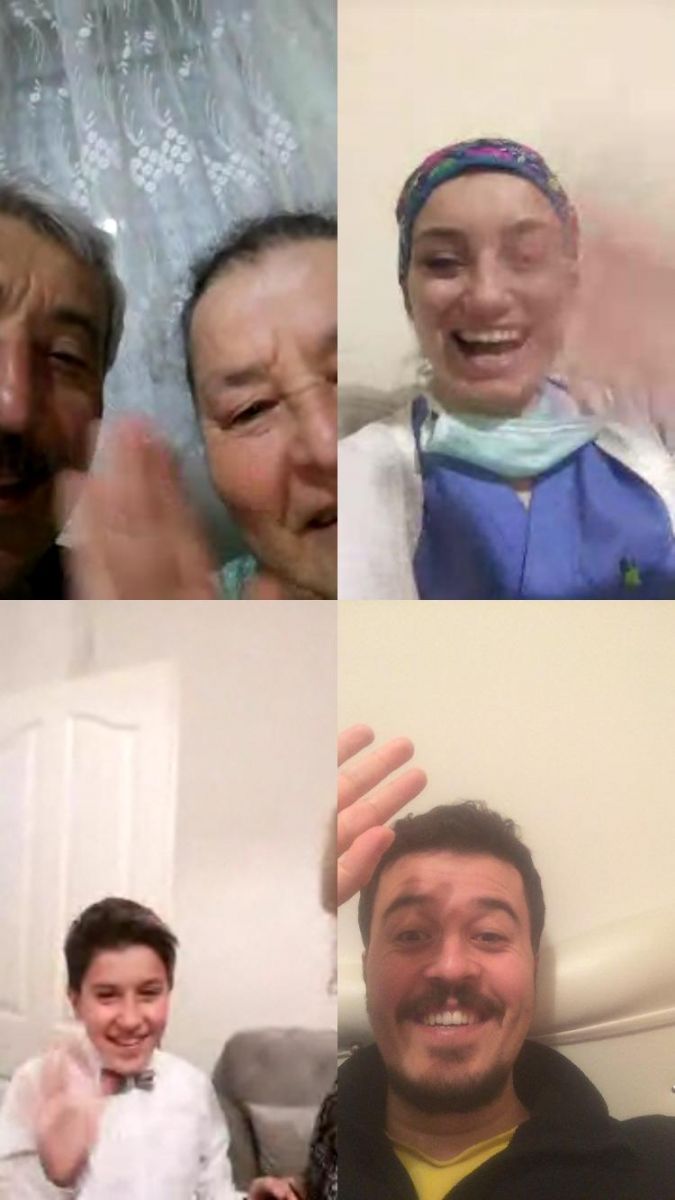 Sağlıkçı anne baba çocuklarının yaş gününü görüntülü kutladılar