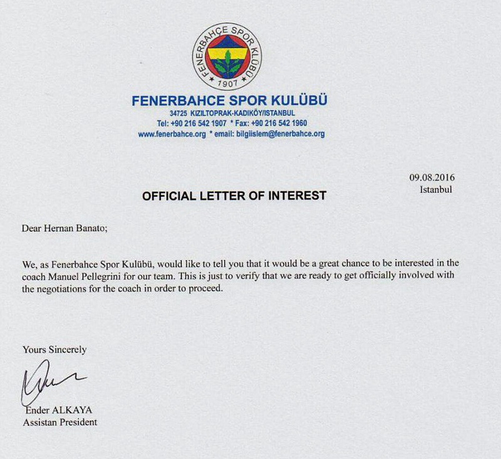 Fenerbahçe’den Pellegrini açıklaması