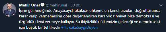 Mahir Ünal: Karanlık zihniyet bize demokrasi ve özgürlük dersi vermeye kalkıyor