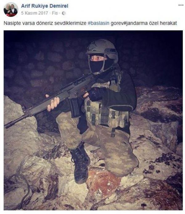 Şehit Arif Demirel'in son paylaşımı