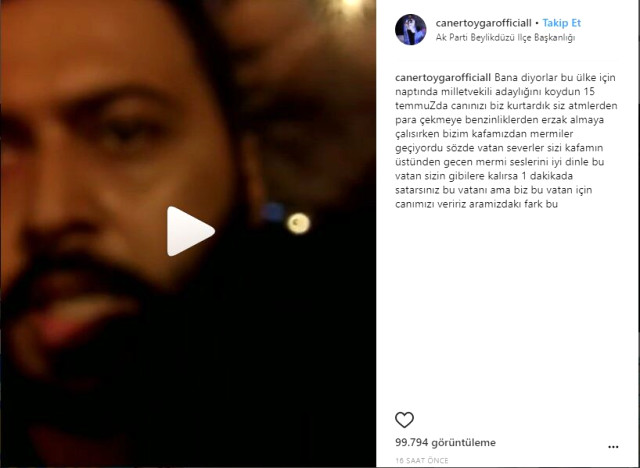 Caner Toygar'dan aday adaylığını eleştirenlere 15 Temmuz videolu cevap