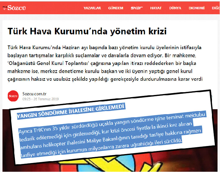 Asıl yangın THK'nın içinde