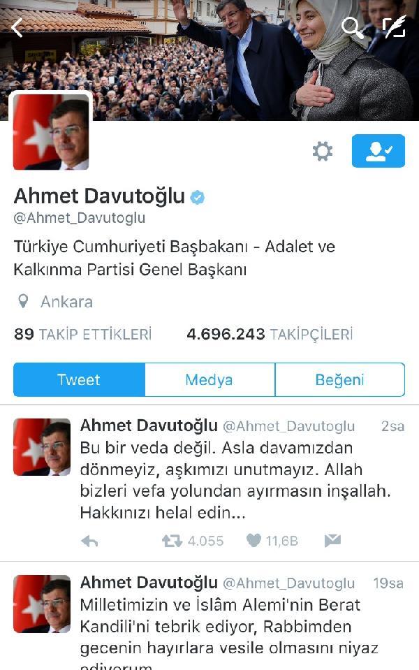 Davutoğlu istifa sonrası ünvanlarını kaldırdı
