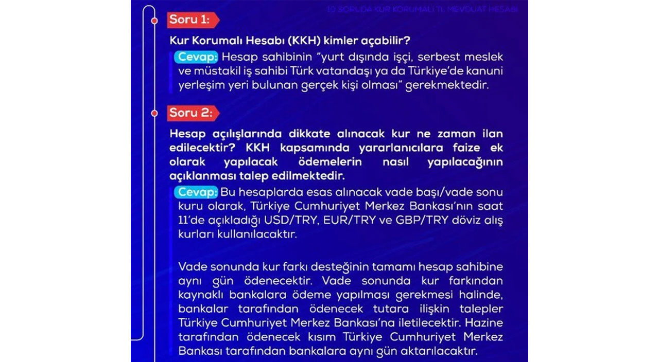 Bakanlık 10 soruda Kur Korumalı TL Mevduat Hesabını anlattı