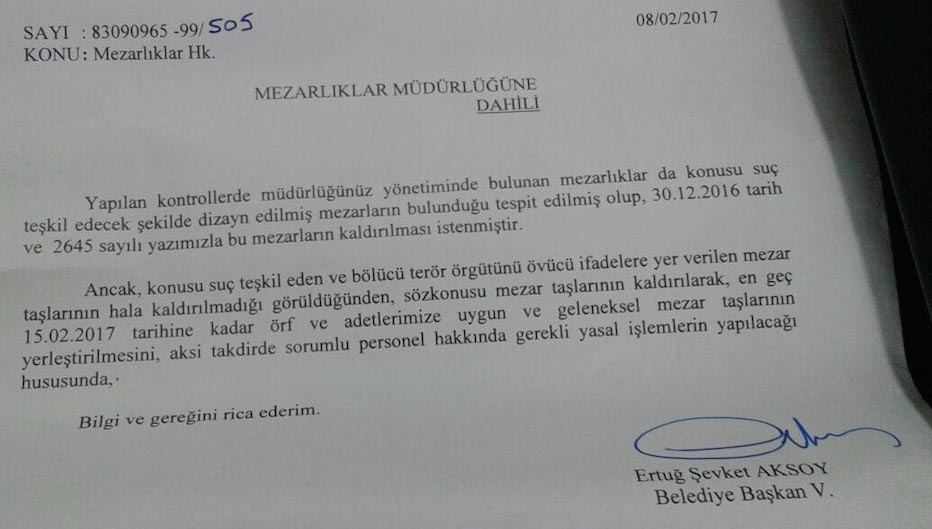 Batman'da PKK ve YPG'lilere ait 23 mezar taşı için yıkım kararı