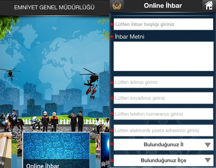 Terörist hesapları ihbar etme uygulaması...