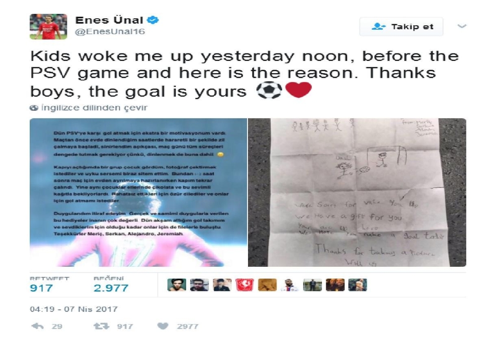 Enes Ünal’dan duygulandıran paylaşım