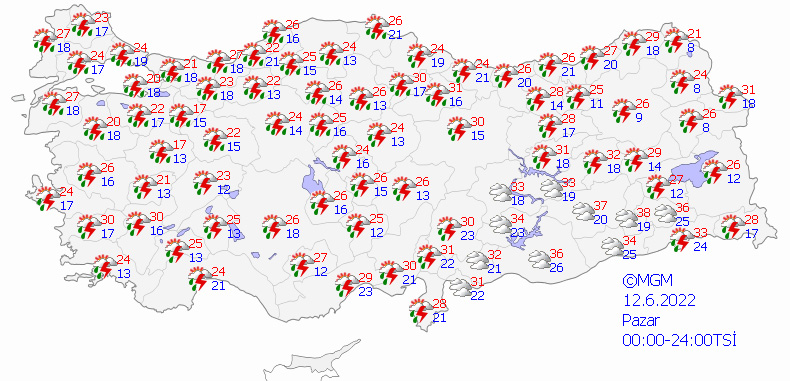 Meteoroloji'den 34 kent için sarı alarm! İstanbul, Ankara, Bursa dikkat... Çok kuvvetli geliyor (12 Haziran 2022 hava durumu)