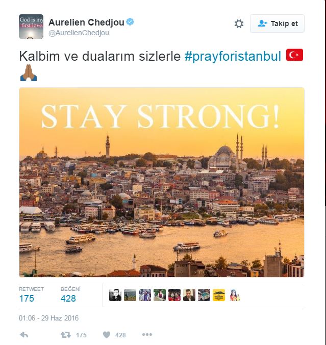 Atatürk Havalimanı'ndaki saldırıya destek mesajı