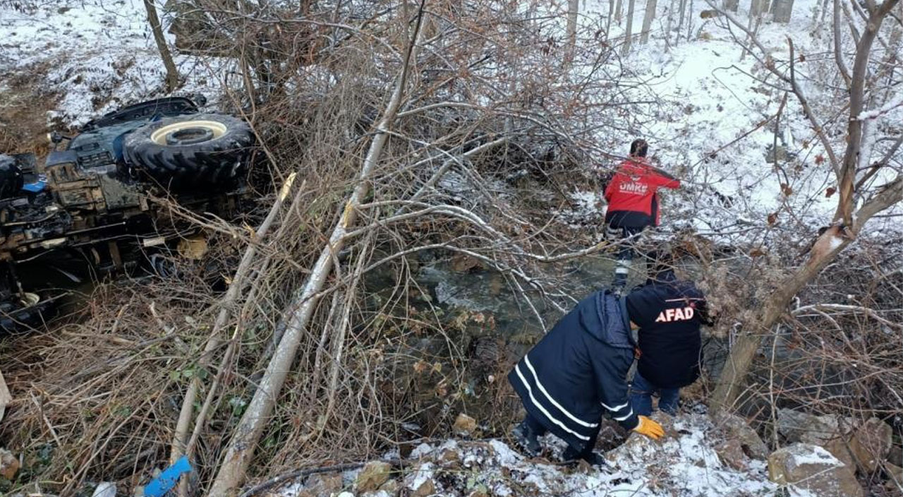 Torunlarını okula götürmek isteyen dede traktörüyle uçurumdan düşerek hayatını kaybetti