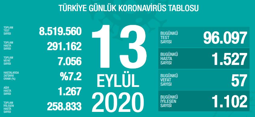 Türkiye'de Covid-19'dan bugün 57 kişi hayatını kaybetti