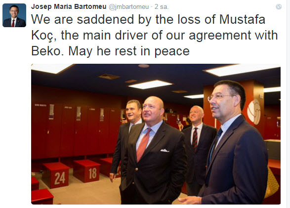 Barcelona Başkanı'ndan taziye mesajı Barcelona Başkanı'ndan taziye mesajı