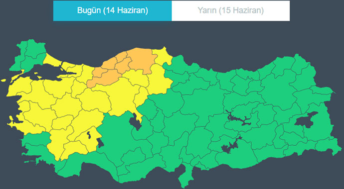 Meteorolojiden sarı ve turuncu kod uyarısı: Kuvvetli sağanak geliyor Meteorolojiden sarı ve turuncu kod uyarısı: Kuvvetli sağanak geliyor