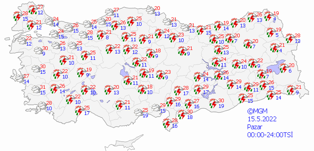 Meteoroloji harita paylaştı: Sağanak geri dönüyor (14 Mayıs hava durumu)