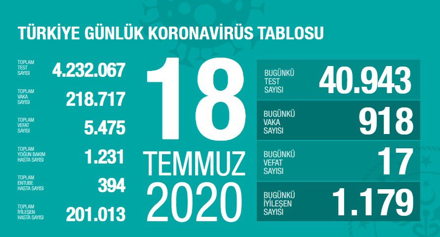 Türkiye'de Covid-19 tedavisi tamamlananların sayısı 201 bin 13 oldu