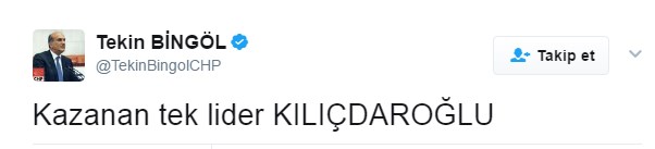 CHP'li Tekin Bingöl: Kazanan tek lider Kılıçdaroğlu