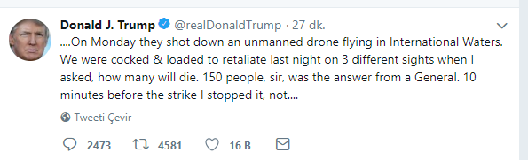 Trump'tan flaş açıklama: İran'a saldırıyı 10 dakika kala durdurdum