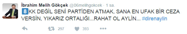 Melih Gökçek, Aylin Nazlıaka'yı fena ti'ye aldı