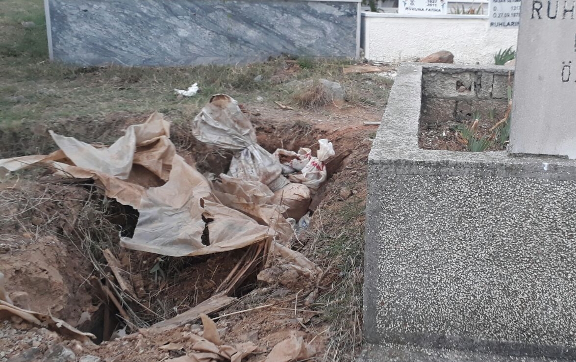 Kocaeli'de boş mezarda ürküten görüntü