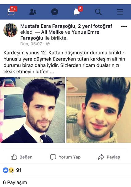 İnşaatın 12. katından ağabeyinin üzerine düştü