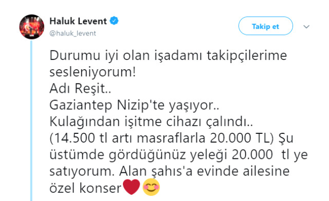 Haluk Levent, işitme cihazı çalınan çocuğa yardım eden aileye özel konser verecek