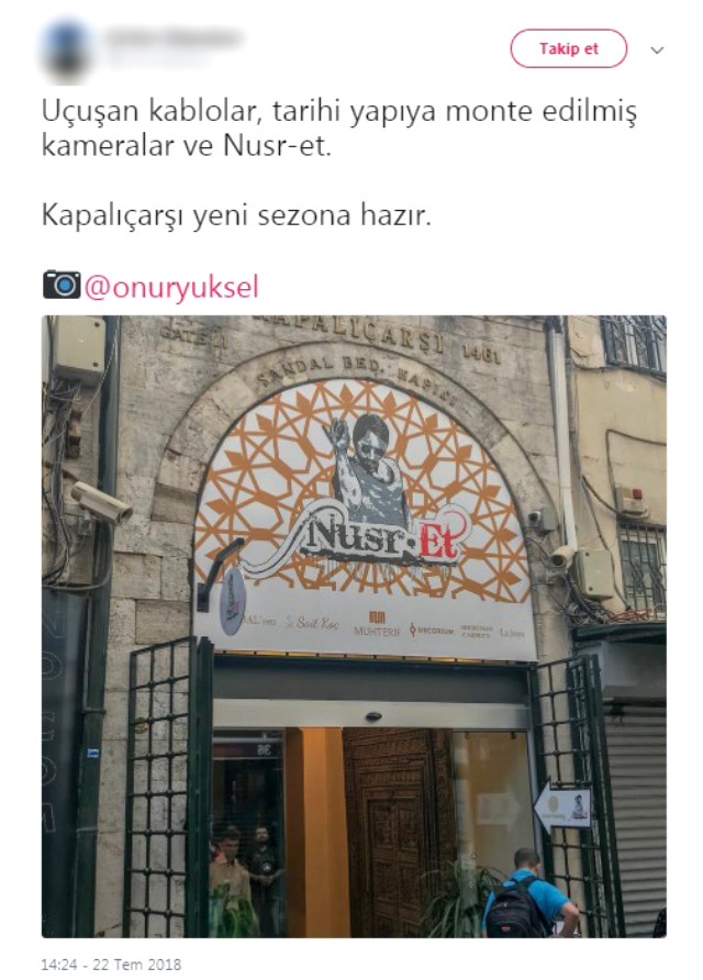 Kapalıçarşı'da skandal kare! Tarihî kapıya Nusr-Et tabelası asıldı
