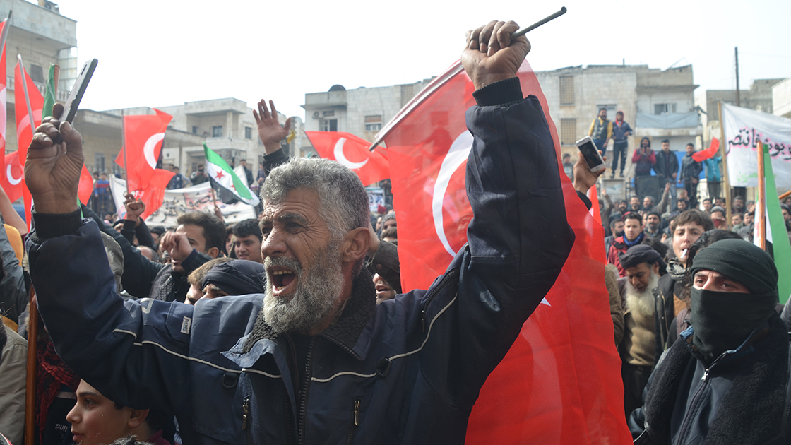 İdlib'de Türkiye'ye destek gösterisi