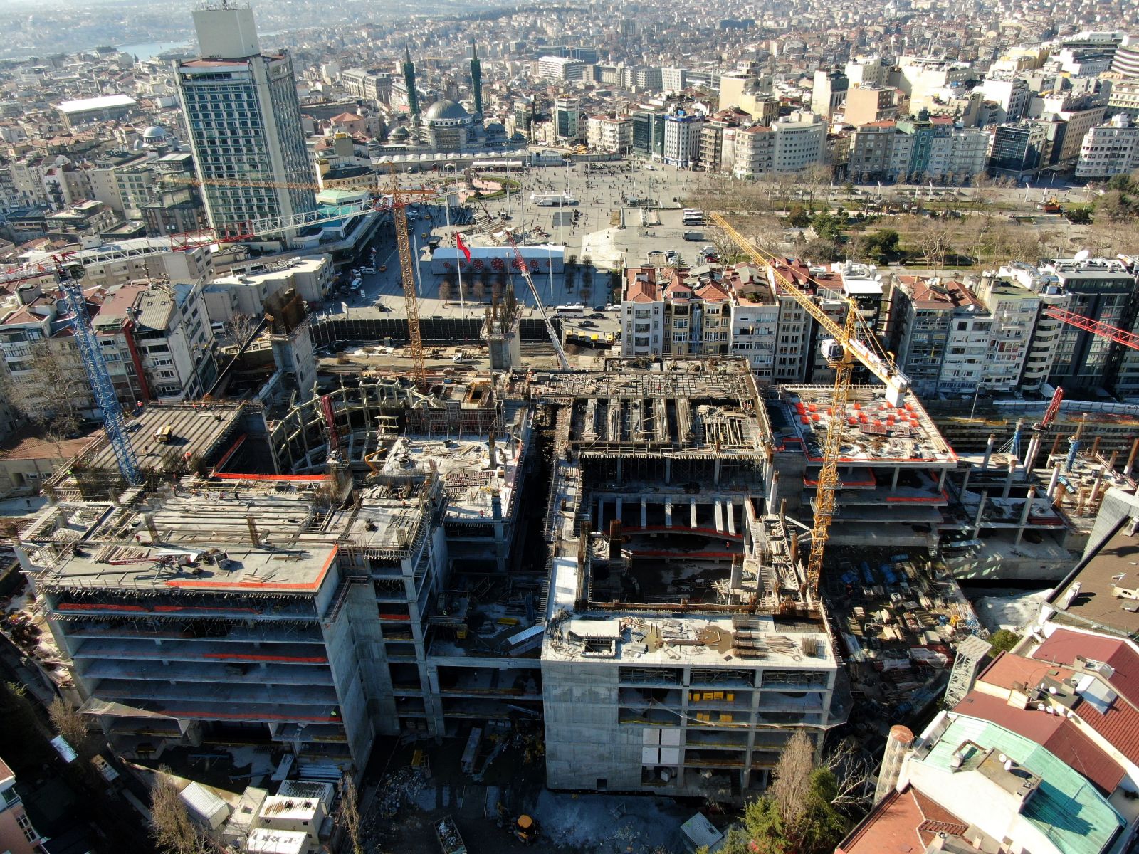 Taksim AKM'de son durum havadan görüntülendi