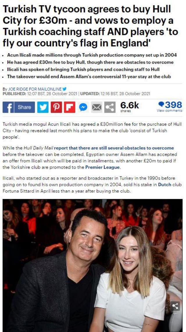 Acun Ilıcalı'nın Hull City'yi satın alması İngiltere'de gündem oldu!