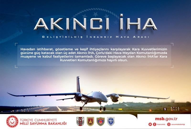 MSB duyurdu: 3 Akıncı İHA göreve başlıyor