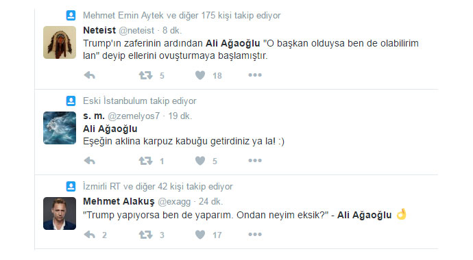 ABD'nin yeni başkanı Trump oldu, sosyal medya Ali Ağaoğlu'yla çalkalandı
