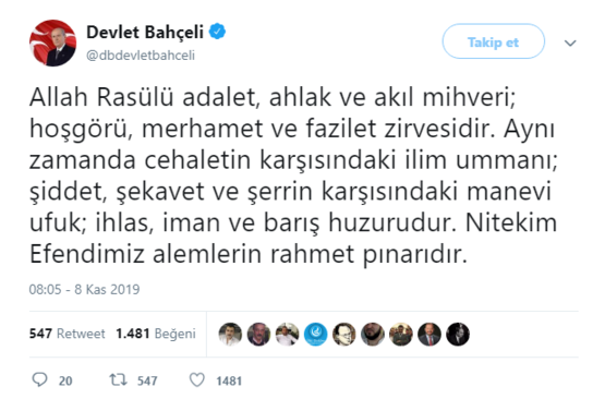 MHP Lideri Devlet Bahçeli'den 'Kandil' mesajı