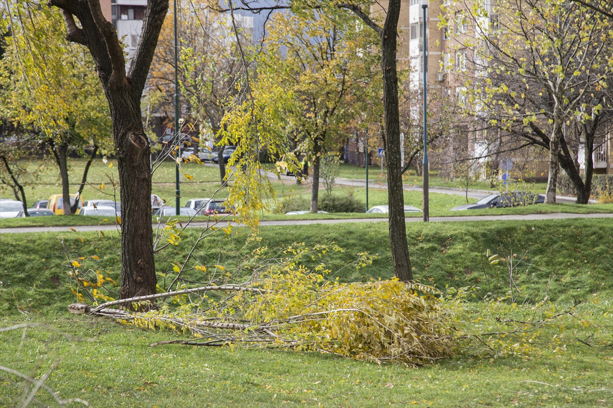 Bosna Hersek'te etkili olan şiddetli rüzgar maddi hasara neden oldu